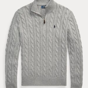 Polo Ralph Lauren Cable-Knit Cotton-Quarter-Zip-Sweater-Andover-Cream